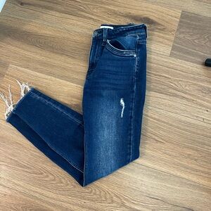 KanCan Distressed Dark Blue Cropped Jeans